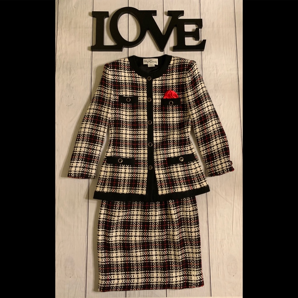 VTG Oleg Cassini Size 8 Wool Blend 2pc Skirt Suit - Picture 8 of 8